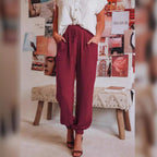 Damen Bequeme und legere Hose mit elastischem Bund und vielseitigen Taschen R&B