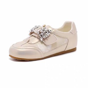 Damen modische Slip-On Sneakers mit funkelndem Schmuckdetail R&B