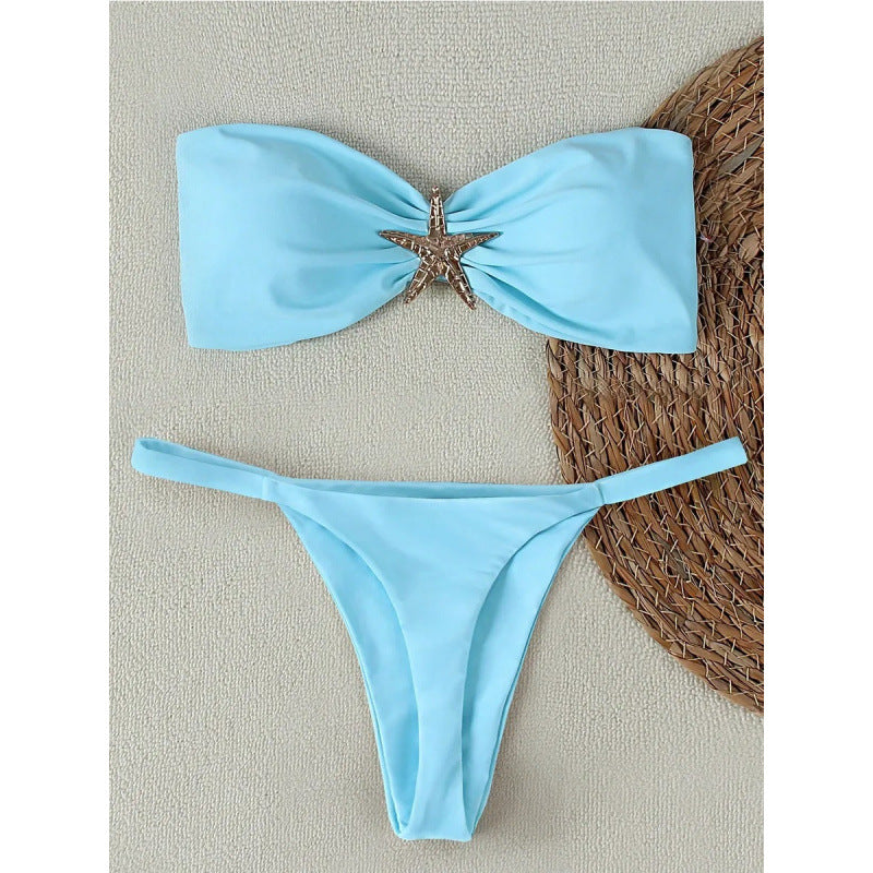 Damen Bandeau Bikini mit geschmackvollem Muschel-Detail R&B