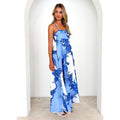 Damen Maxikleid mit filigranem Blumenmuster und schmalen Trägern R&B