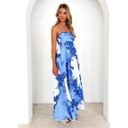 Damen Maxikleid mit filigranem Blumenmuster und schmalen Trägern R&B