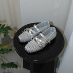 Damen Ballerina-Schuhe mit dekorativem Netzdesign und komfortablem Riemen
