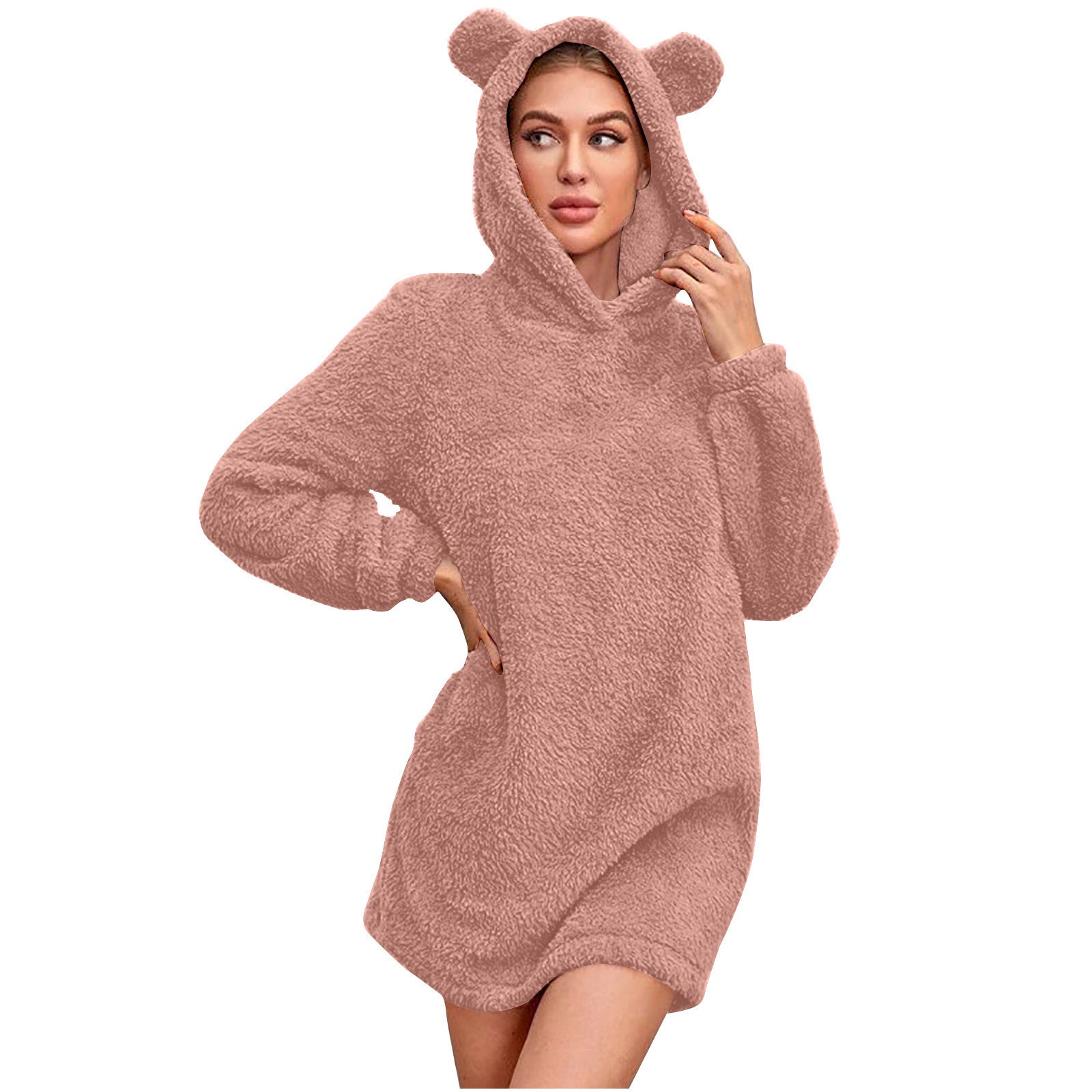 Damen Kuscheliger Hoodie mit Bärenohren R&B