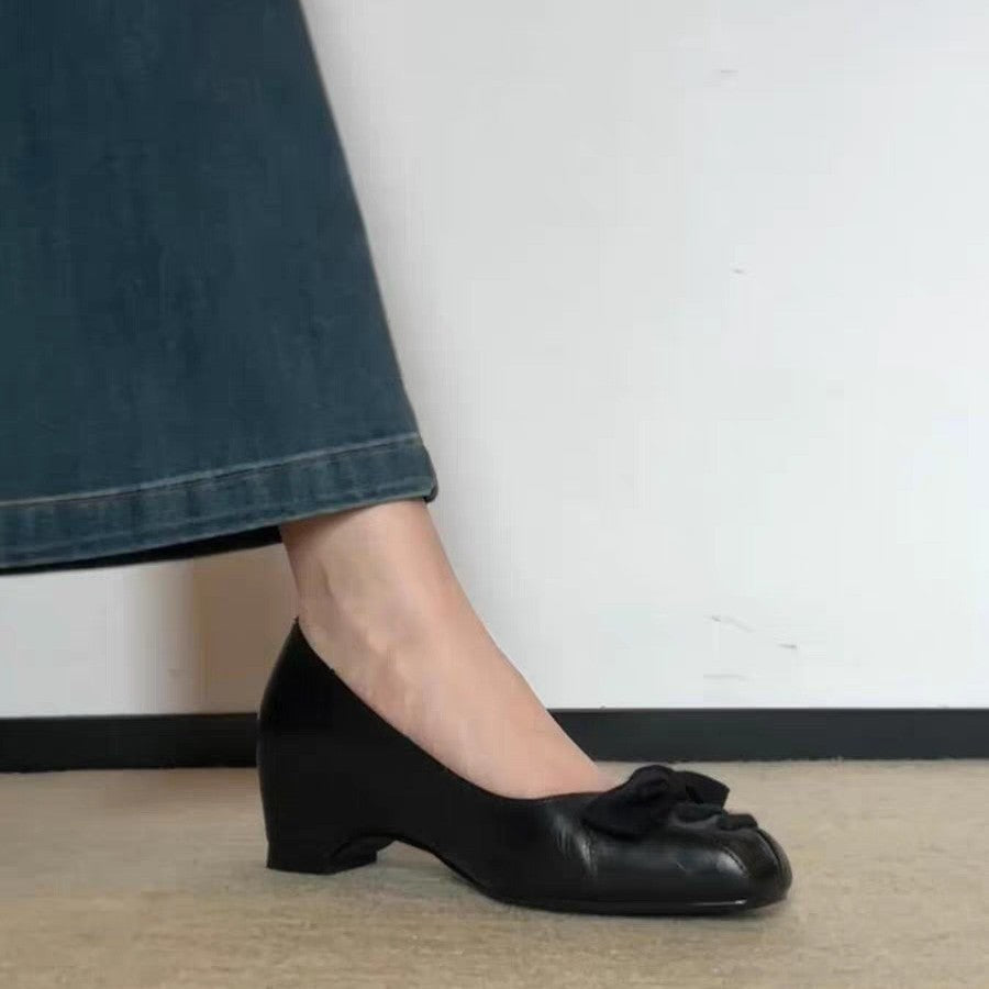 Damen Ballerinas mit dekorativer Schleifenapplikation und elegantem Absatz R&B