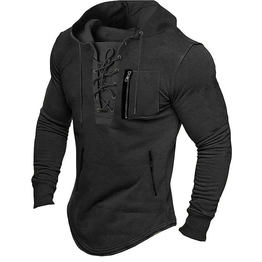 Herren modischer Kapuzenpullover mit einzigartigem Schnürdesign R&B