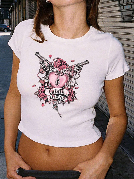 Damen Crop-Top mit auffälligem Schriftzug R&B