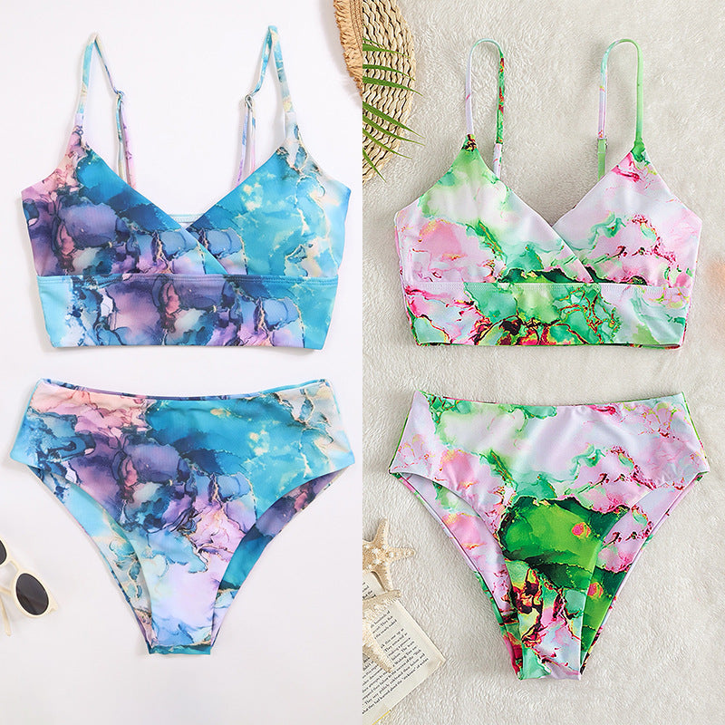 Damen Bikini-Set mit elegantem Wellenmuster