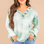 Damen lässiger Oversized-Pullover mit Knopfleiste R&B