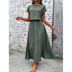 Damen Maxikleid mit tailliertem Oberteil und fließendem Rock R&B