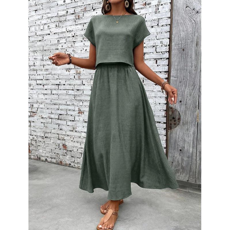 Damen Maxikleid mit tailliertem Oberteil und fließendem Rock R&B