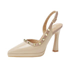 Damen Slingback-Pumps mit dekorativem Schmuckdetail