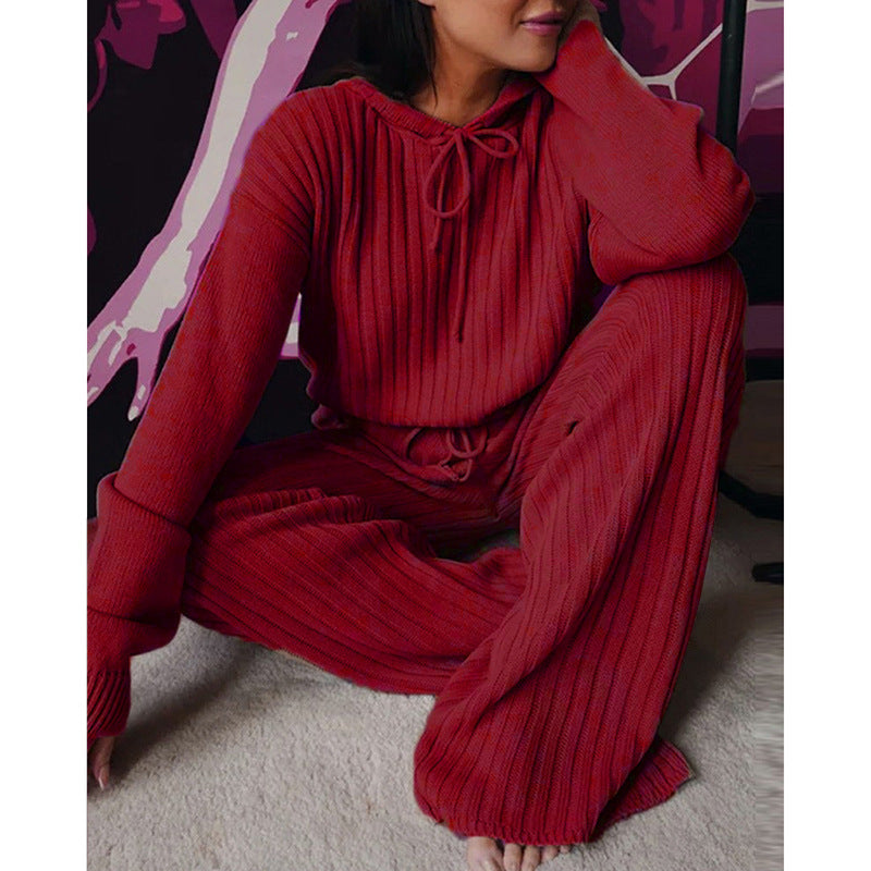 Damen Relaxed Fit Sweater-Set mit Kapuze und weiten Hosen R&B