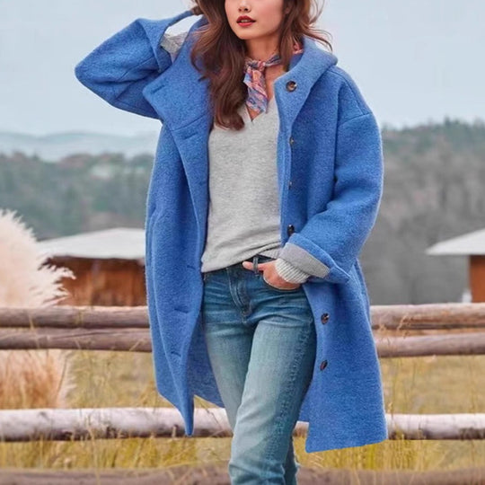 Damen lässiger Oversized-Fleece-Mantel mit praktischen Taschen R&B