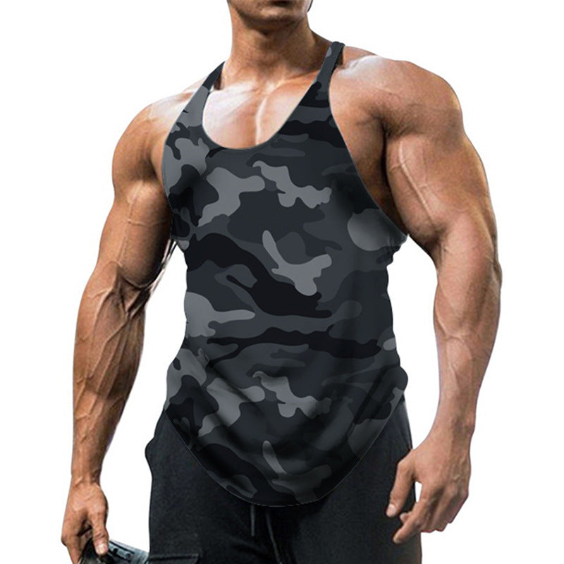 Herren ärmelloses Fitnessshirt im modernen Camouflage-Design R&B