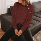 Damen Pullover mit Rüschendetails und Knopfverschluss R&B