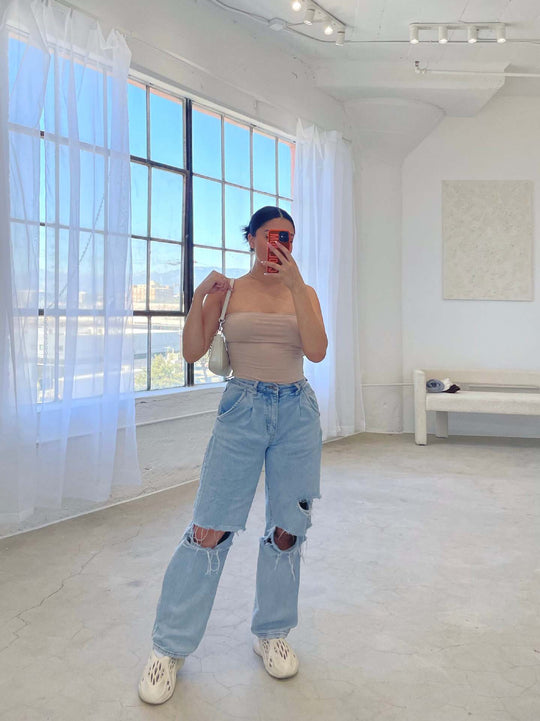 Damen lässige Mom-Jeans mit angesagtem destroyed Look R&B