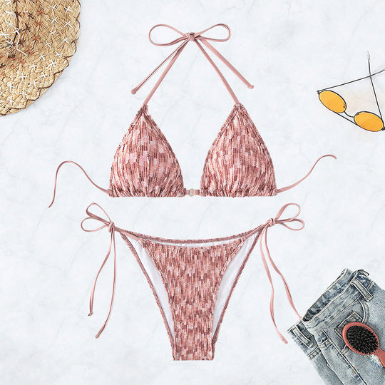 Damen Triangel-Bikini mit verstellbaren Trägern und eleganten Rüschendetails R&B