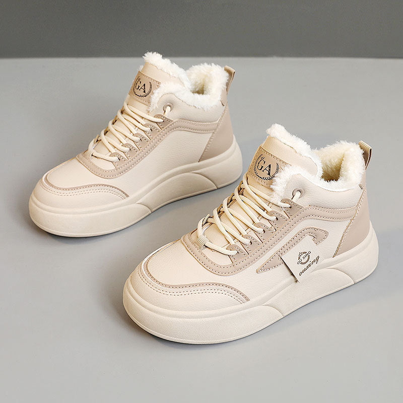 Damen modische High-Top Sneakers mit kuscheligem Innenfutter und rutschfester Sohle R&B