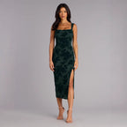 Damen Figurbetontes Kleid mit Spitzenmuster und Schlitz R&B