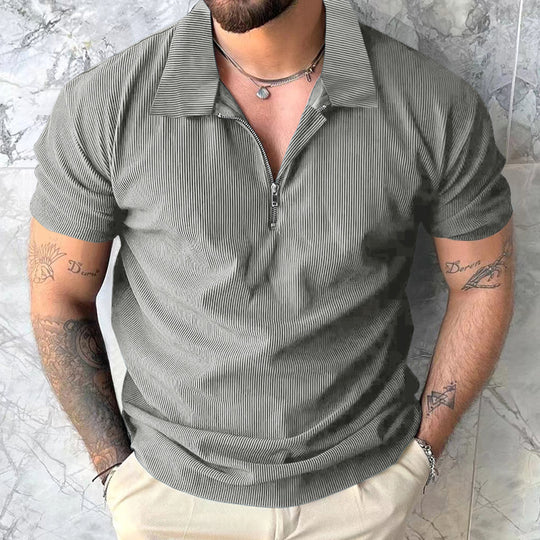 Herren Poloshirt mit modernem Reißverschluss und strukturiertem Design R&B