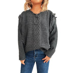 Damen Oversize-Strickpullover mit verspieltem Fransen-Design und Zopfmuster R&B