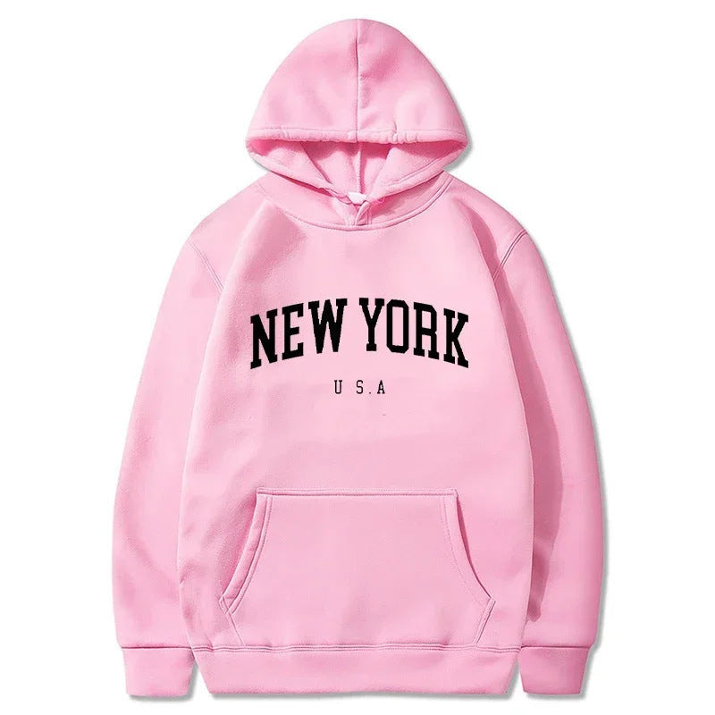 Damen Kapuzenpullover mit modischem New York Print und bequemer Passform R&B