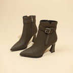Damen Elegante Stiefeletten mit hohem Absatz und modischem Riemen R&B