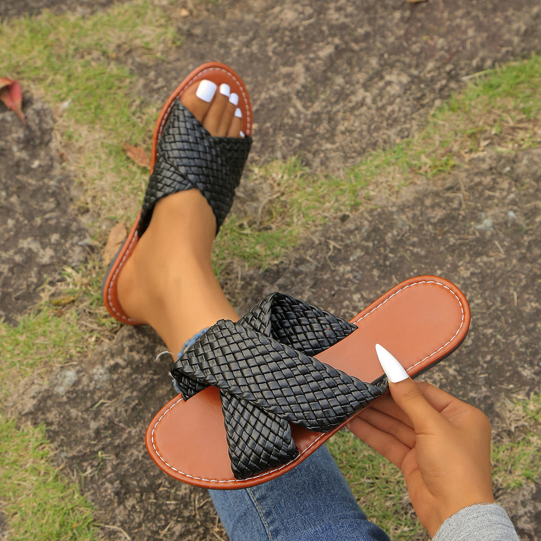 Damen geflochtene Komfortsandalen mit weicher Sohle R&B