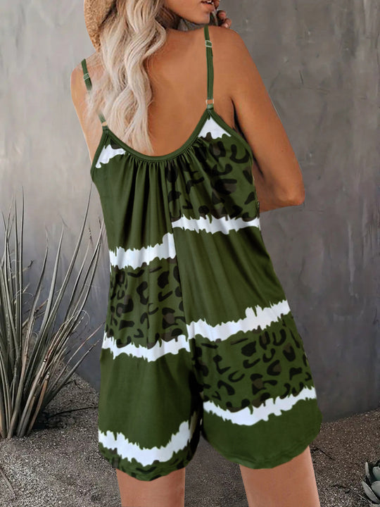 Damen luftiger Overall mit Spaghettiträgern und modischem Tierdesign R&B