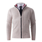 Herren stylische Strickjacke mit hohem Kragen und praktischen Taschen R&B