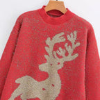 Damen Festlicher Pullover mit 3D-Rentier-Motiv R&B