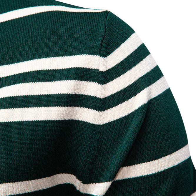Herren Polo-Pullover mit modischem Streifenmuster und leichter Struktur