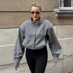 Damen Modische Oversized Jacke mit hohem Kragen und innovativem Design R&B