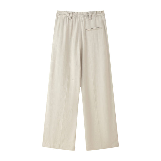 Damen elegante weite Anzughose mit Faltenwurf und hohem Bund R&B