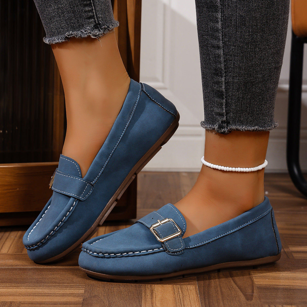 Damen Mokassins mit modischem Schnallen-Design und komfortabler Sohle