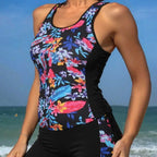 Damen Sportlicher Badeanzug mit elastischen Shorts R&B