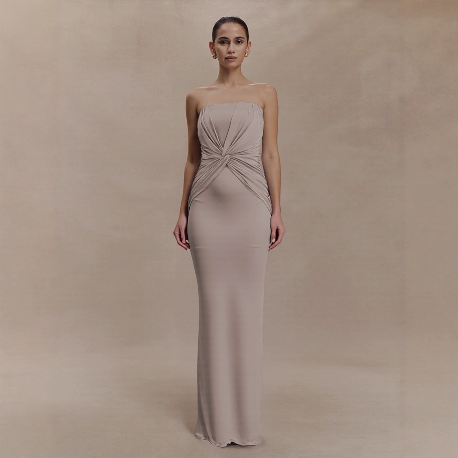Damen Elegantes Minimalistisches Abendkleid mit Raffungen