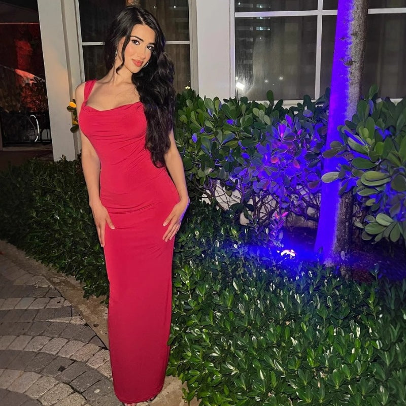 Damen Elegantes Abendkleid mit offenem Rücken und Schleifenakzent R&B