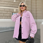 Damen Oversized Hemdjacke mit strukturiertem Design und gestreiften Muster R&B