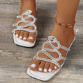 Damen glamouröse Riemchen-Sandalen mit funkelnden Strassapplikationen R&B