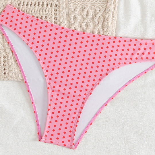 Damen Triangel-Bikini mit verspieltem Pünktchenmuster und verstellbaren Trägern R&B