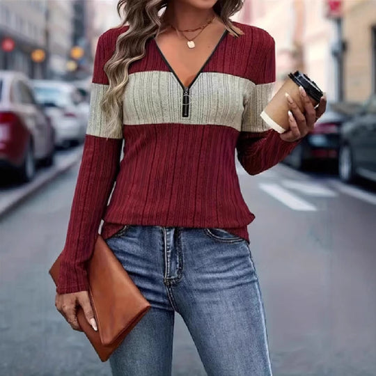 Damen Langarmshirt mit Reißverschluss R&B