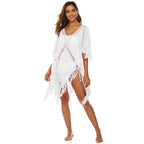Damen eleganter Häkel-Strandüberwurf mit Fransen R&B