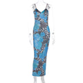 Damen Langes Kleid mit trendigem Blumen- und Animal-Print R&B