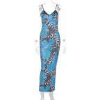 Damen Langes Kleid mit trendigem Blumen- und Animal-Print R&B