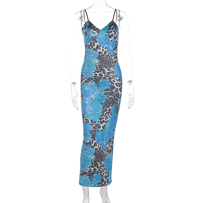 Damen Langes Kleid mit trendigem Blumen- und Animal-Print R&B