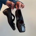 Damen Ballerinas mit elastischen Kreuzriemen und dekorativem Schleifendetail