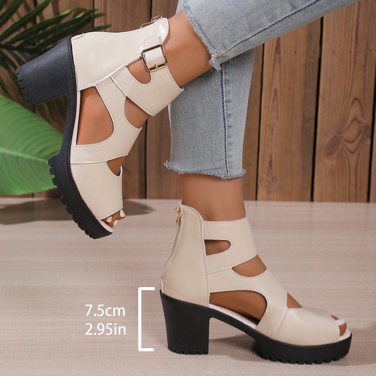 Damen Offene High-Heel Sandalen mit modischen Riemen R&B