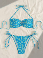 Damen Bandeau-Bikini mit floralen Akzenten R&B