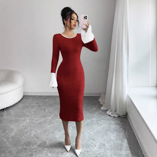 Damen Strickkleid mit weitem Ärmel R&B